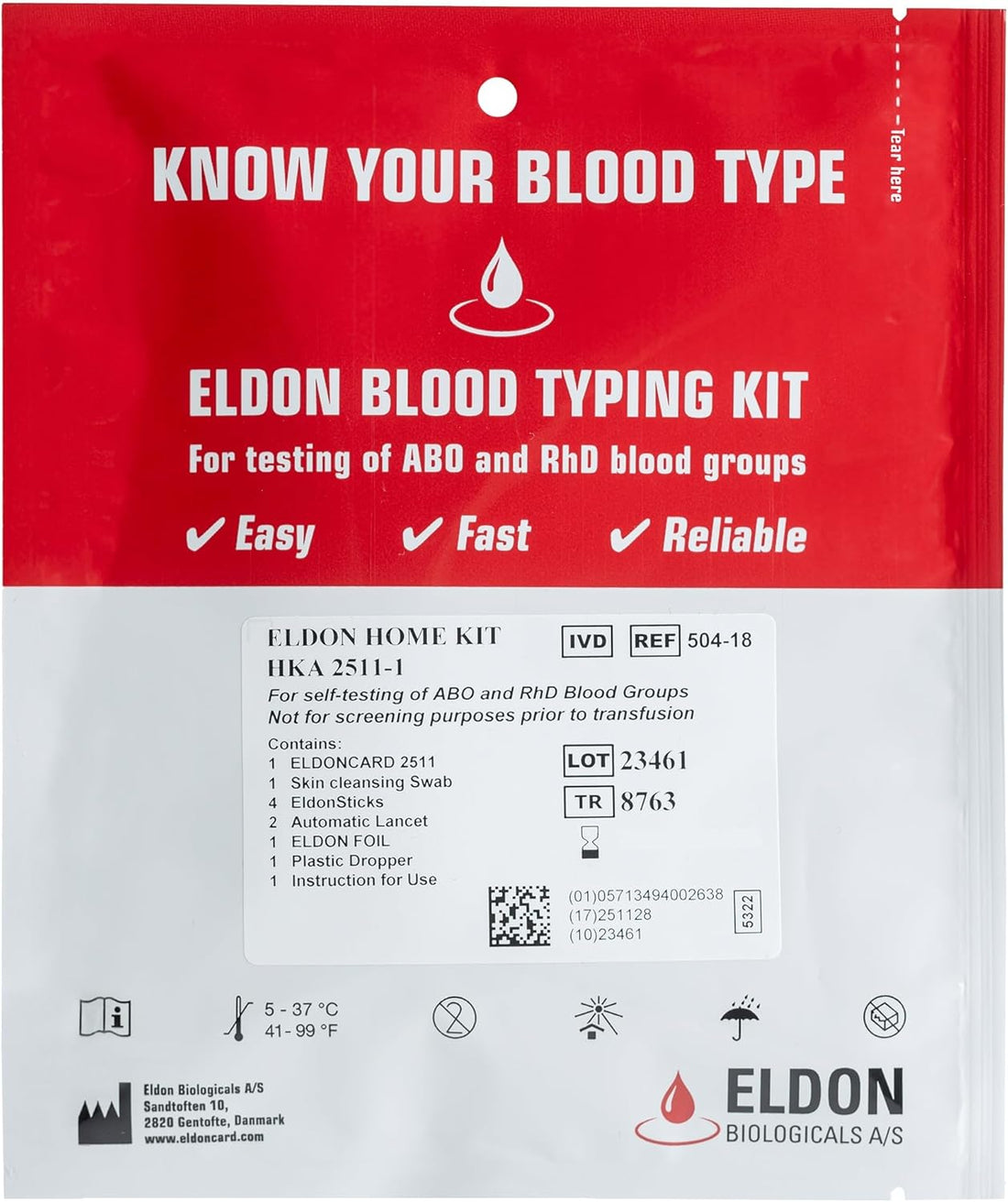 Eldon Blood Typing kit