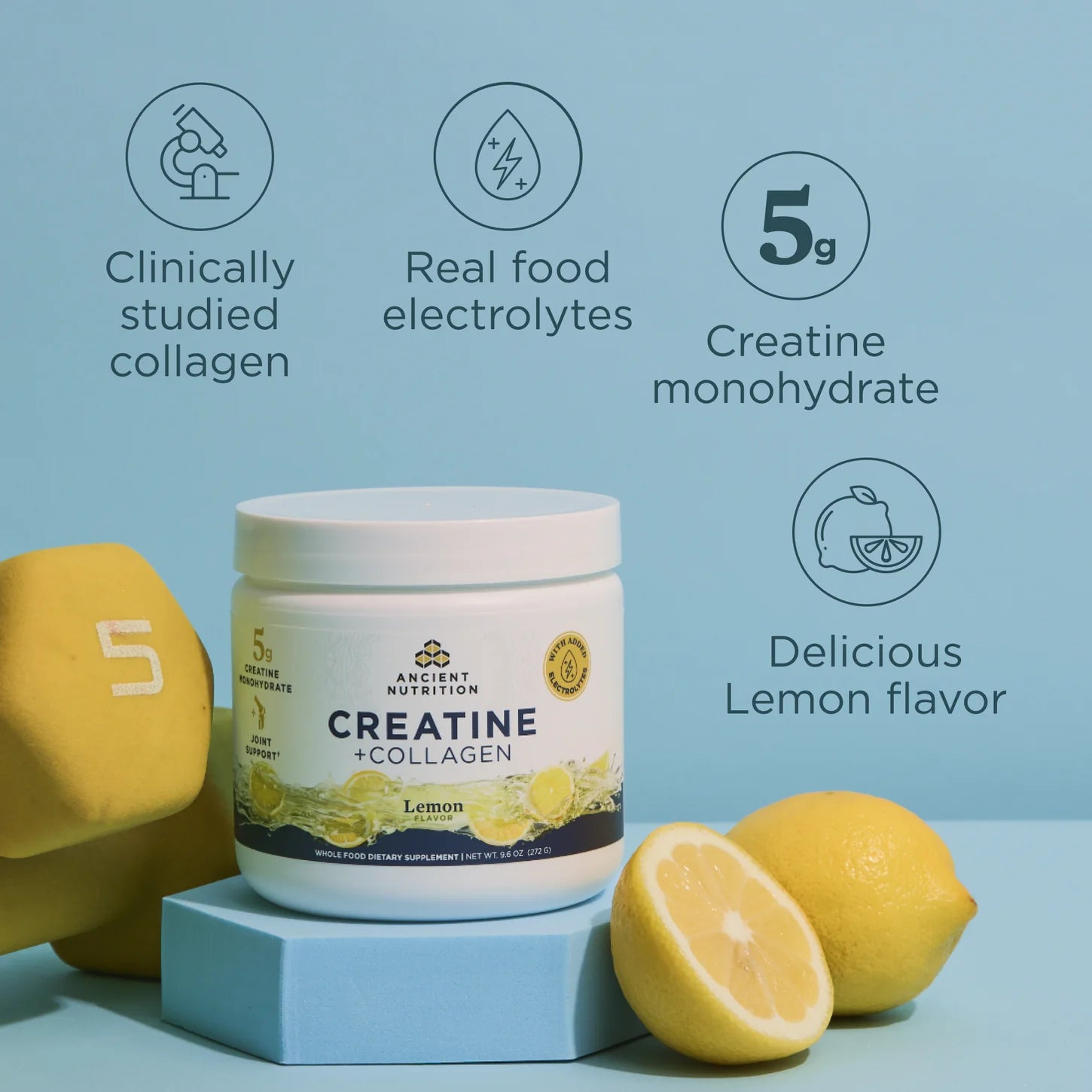 Ancient Nutrition Lemon Creatine + Collagen